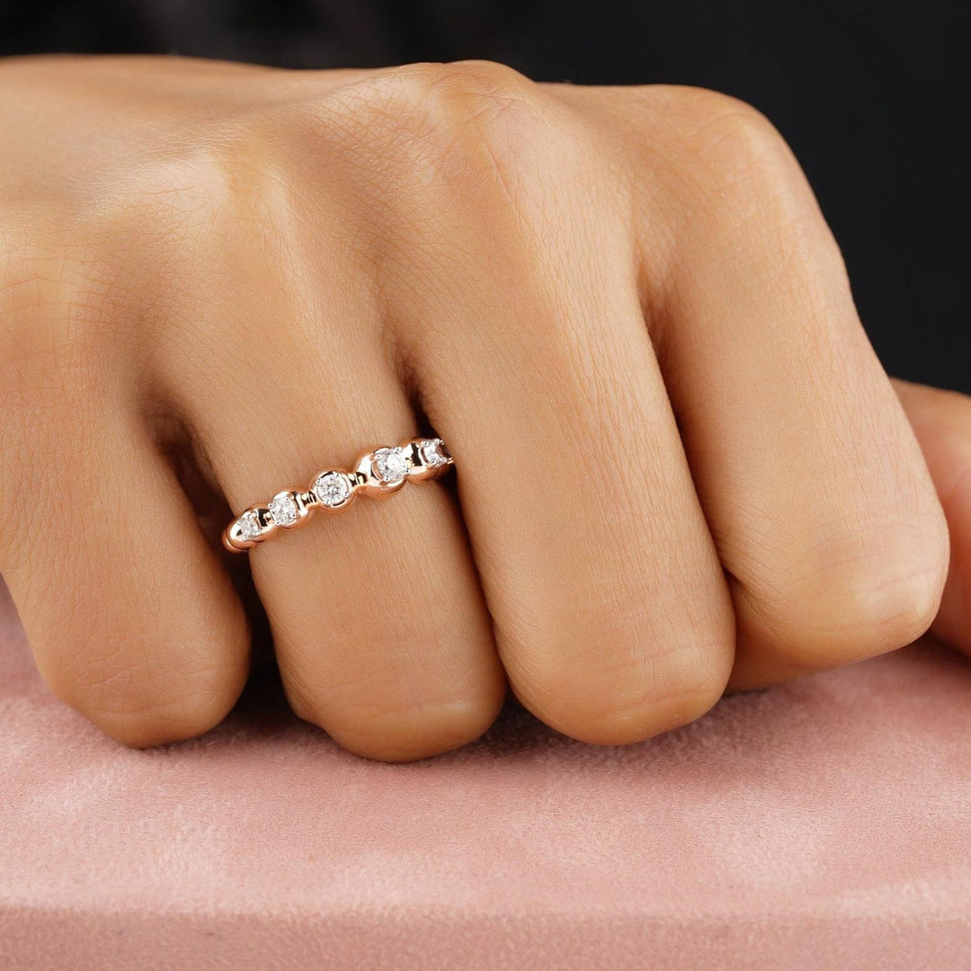 Bubble Diamond Ring, Supporting Ring, Eternity Band, 14k Solid Gold, Natural Diamonds, Everyday Jewelry, Gift For Her