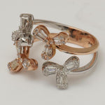 Load image into Gallery viewer, Flower Natural Diamond Split Shank Ring: 14k Solid Gold Two-Toned Cluster Jewellery, Certified Jewelry