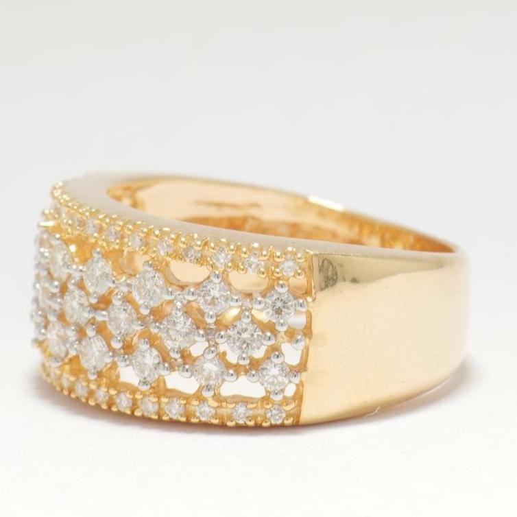 Diamond Wedding Band Ring, 14K Solid Gold, Eternity Lace Band, Natural Diamonds, Wide Filigree Statement Ring, Bridal Jewelry, Gift For Her