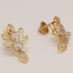 Load image into Gallery viewer, Floral Diamond Drop Earrings, 14k Solid Gold, Natural Diamonds, Illusion Set, Leaf Design, Dangle Earrings, Statement Jewelry, Gift for Her