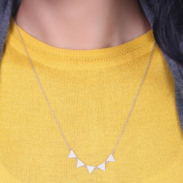 Triangle Diamond Necklace, 14k Solid Gold, Natural Diamonds, Layering Necklace, , Everyday Geometric Jewelry Gift For Her