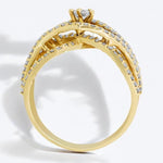 Load image into Gallery viewer, Criss Cross Solitaire Natural Diamonds Engagement Ring, 14k Solid Gold Twisted Wedding Band Jewellery, Certified Jewelry