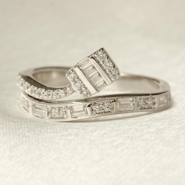 Wrap Diamond Band Ring, Crossover Shank, 14k Solid Gold, Natural Diamonds, Illusion Set Ring, Statement Ring, Gift For Her