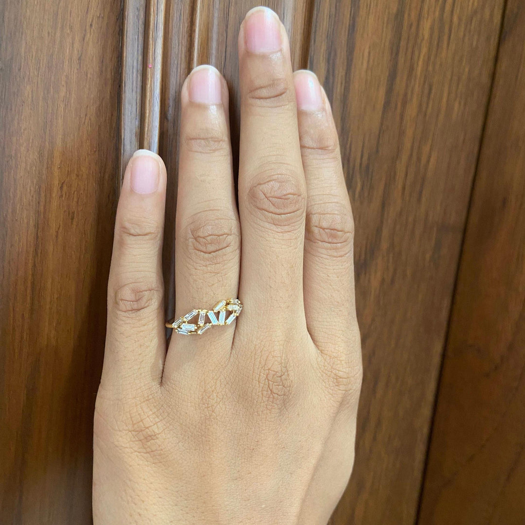 Baguette Diamond Ring, 14k Solid Gold, Natural Diamond, , Everyday Wear Jewelry Gift For Her