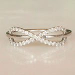 Load image into Gallery viewer, Criss Cross Infinity Diamond Ring, 14k Solid Gold, Natural Diamonds, Everyday Stackable Jewelry, Gift For Her