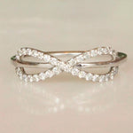 Load image into Gallery viewer, Criss Cross Infinity Diamond Ring, 14k Solid Gold, Natural Diamonds, Everyday Stackable Jewelry, Gift For Her