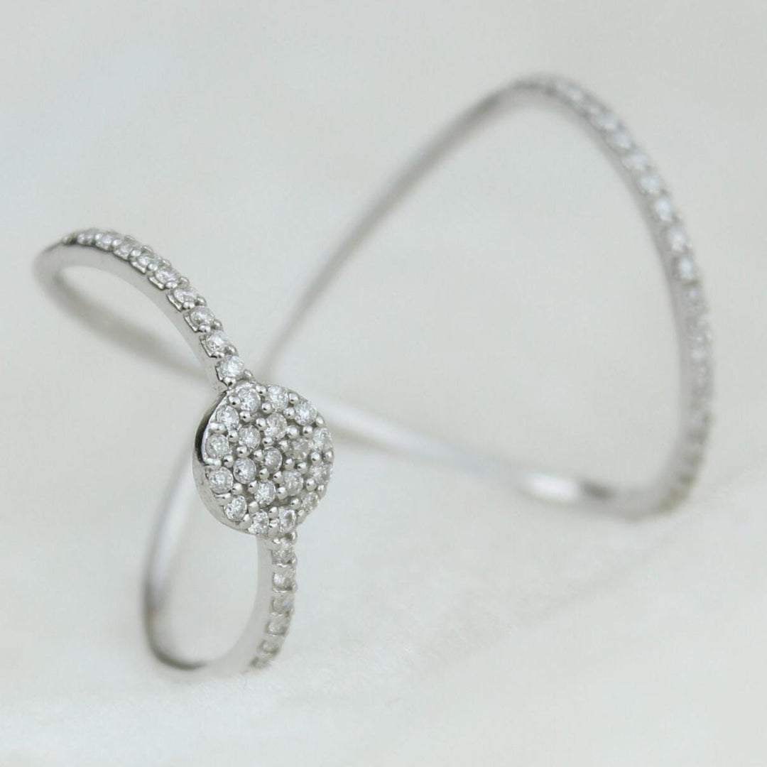 Double Band Circle Diamond Ring, 14k Solid Gold, Natural Diamonds, Everyday Wear Jewelry, Gift For Her