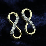 Load image into Gallery viewer, Infinity Stud Diamond Earrings, Natural Diamonds, 14k Solid Gold, , Everyday Wear Minimalist Jewelry Gift For Her