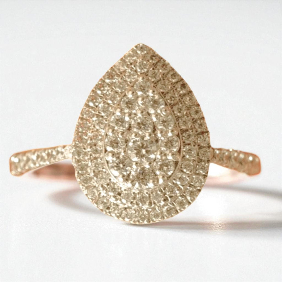 Teardrop Halo Diamond Ring, Pear Shaped Ring, 14k Solid Gold, Natural Diamonds, Statement Cluster Ring, Proposal Ring, Gift For Her