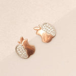 Load image into Gallery viewer, Apple Diamond Stud Earrings, 14k Solid Gold, Natural Diamonds, Cluster Pave Setting, Everyday Earrings, Certified Jewelry