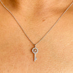 Load image into Gallery viewer, Key Natural Diamond Charm Pendant: 14k Solid Gold Tiny Stackable Necklace, Certified Jewelry, Ready To Ship