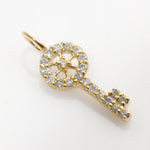 Load image into Gallery viewer, Key Diamond Charm Pendant, 14k Solid Gold, Natural Diamonds, Tiny Key Necklace, Lucky Watch charm, CHRISTMAS SALE