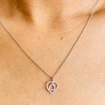 Load image into Gallery viewer, Double Heart Diamond Charm Pendant, Natural Diamonds, 14k Solid Gold, Minimalist Stacking Necklace, Everyday Jewelry, Love Promise Charm