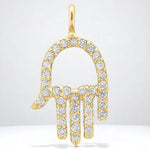 Load image into Gallery viewer, Hamsa Hand Natural Diamond Charm Pendant: 14k Solid Gold Everyday Protection Jewelry, Minimalist Necklace, Certified Jewelry, Ready To Ship