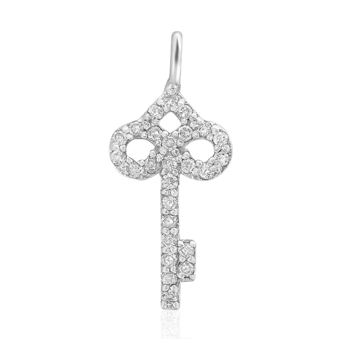 Key Diamond Charm Pendant, 14k Solid Gold, Natural Diamonds, Everyday Minimalist Jewelry, Stacking Necklace, Certified Jewelry