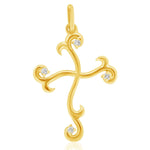 Load image into Gallery viewer, Diamond Cross Pendant, 14k Solid Gold, Natural Diamonds, Scroll Cross Necklace With Adjustable Chain, Everyday Minimalist Jewelry