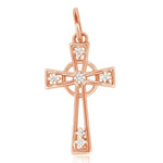 Load image into Gallery viewer, Diamond Celtic Cross Pendant, 14k Solid Gold, Natural Diamonds, Religious Necklace With Adjustable Chain, Everyday Minimalist Jewelry