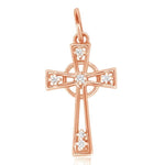 Load image into Gallery viewer, Diamond Celtic Cross Pendant, 14k Solid Gold, Natural Diamonds, Religious Necklace With Adjustable Chain, Everyday Minimalist Jewelry