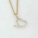Load image into Gallery viewer, Heart Diamond Charm Pendant, 14k Solid Gold, Natural Diamonds, Open Heart Love Necklace, Everyday Minimalist Jewelry, Layering Necklace