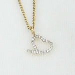 Load image into Gallery viewer, Heart Diamond Charm Pendant, 14k Solid Gold, Natural Diamonds, Open Heart Love Necklace, Everyday Minimalist Jewelry, Layering Necklace