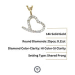 Load image into Gallery viewer, Heart Diamond Charm Pendant, 14k Solid Gold, Natural Diamonds, Open Heart Love Necklace, Everyday Minimalist Jewelry, Layering Necklace