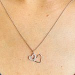 Load image into Gallery viewer, Double Heart Gold Charm Pendant, 14k Solid Gold, Natural Diamonds, Intertwined Love Necklace, Everyday Minimalist Jewelry