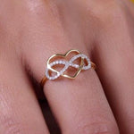 Load image into Gallery viewer, Infinity Heart Diamond Ring, 14k Solid Gold, Natural Diamonds, Proposal Love Ring, , Everyday Jewelry Gift For Her
