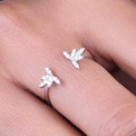 Load image into Gallery viewer, Center Open Diamond Cuff Ring, 14k Solid Gold, Natural Diamonds, , Everyday Floral Jewelry Gift For Her