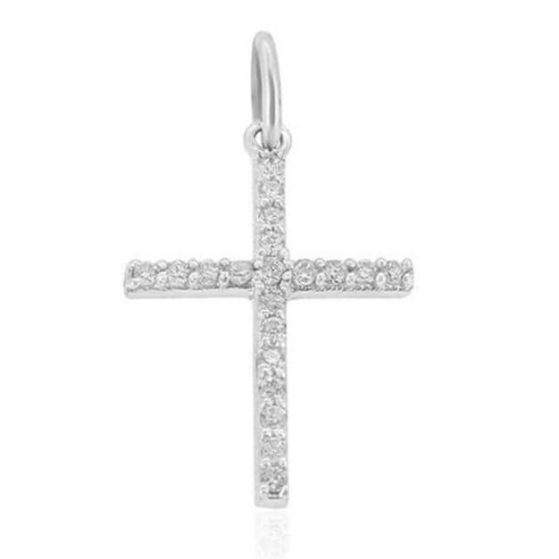Cross Diamond Charm Pendant, 14k Solid Gold, Natural Diamonds, Baptism Gift for Her, Religious Protective Necklace, Communion Cross Bracelet