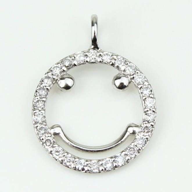 Smiley Diamond Charm Pendant, Emoji Charm, 14k Solid Gold, Natural Diamonds, , Everyday Jewelry Gift For Her