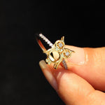 Load image into Gallery viewer, Owl Diamond Ring, 14k Solid Gold, Everyday Ring, Natural Diamonds, Animal Jewelry, Gift For Her