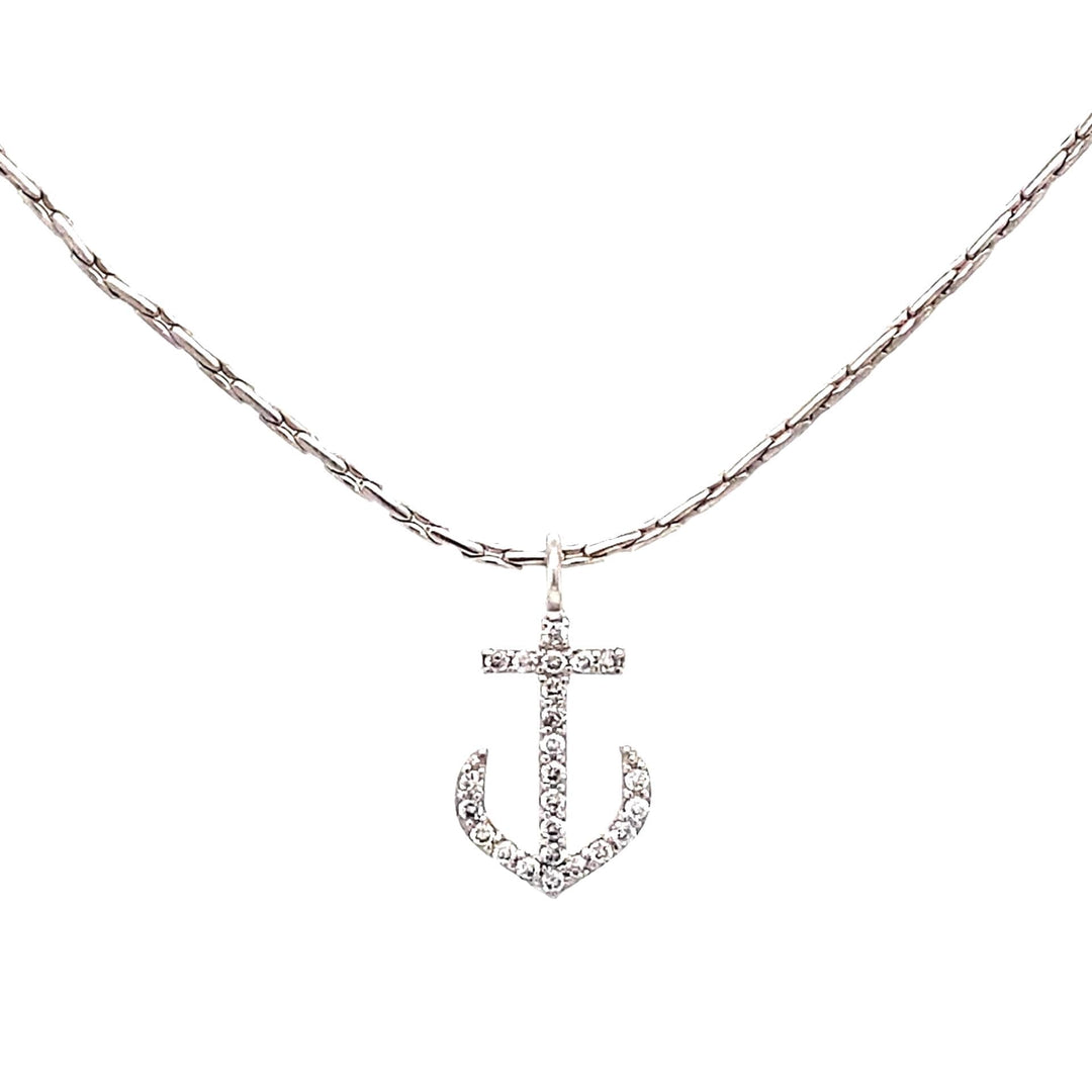Anchor Diamond Pendant Charm, 14k Solid Gold, Natural Diamonds, Minimalist Gold Anchor Necklace, Valentine Gift