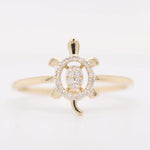 Load image into Gallery viewer, Turtle Diamond Ring, 14K Solid Gold, Natural Diamonds, Animal Ring, , Everyday Jewelry Gift For Her
