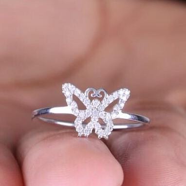 Butterfly Diamond Ring, 14k Solid Gold, Natural Diamonds, Animal Jewelry, Everyday Ring, Gift For Her