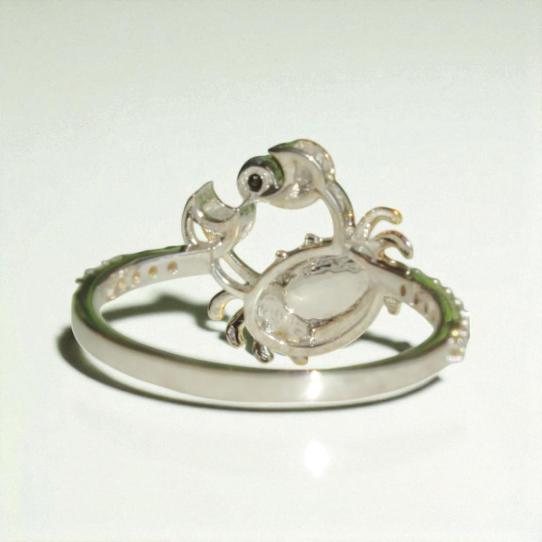 Zodiac Crab Diamond Ring, 14k Solid Gold, Natural Diamonds, Cancerian Sign, Minimalist Everyday Jewelry, Ready To Ship