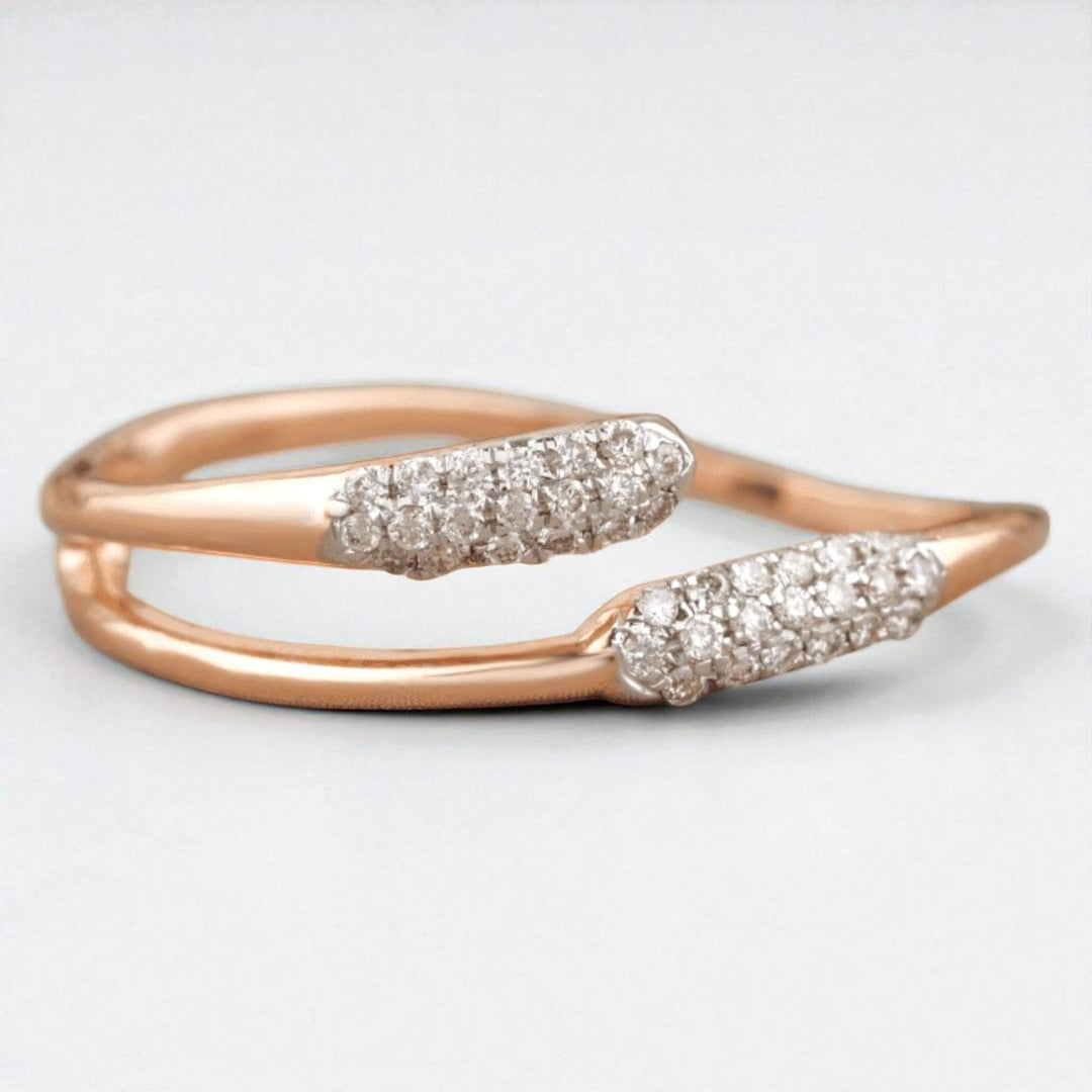 Diamond Cuff Ring, 14K Solid Gold, Promise Ring, Natural Diamonds, , Everyday Jewelry Gift For Her