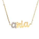 Load image into Gallery viewer, Personalized Name Diamond Necklace, 14k Solid Gold, Natural Diamonds, Custom Letter Jewelry, Minimalist Two Tone Necklace, Stacking Jewelry