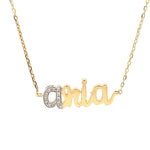 Load image into Gallery viewer, Personalized Name Diamond Necklace, 14k Solid Gold, Natural Diamonds, Custom Letter Jewelry, Minimalist Two Tone Necklace, Stacking Jewelry