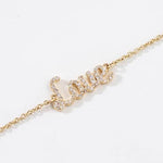 Load image into Gallery viewer, Love Diamond Bracelet, 14k Solid Gold, Natural Diamonds, Minimalist Custom Jewelry, Personalized 4 Letter Charm, Minimalistic Stacking Chain