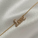 Load image into Gallery viewer, Love Diamond Bracelet, 14k Solid Gold, Natural Diamonds, Minimalist Custom Jewelry, Personalized 4 Letter Charm, Minimalistic Stacking Chain