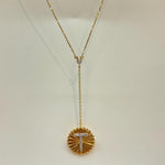 Load image into Gallery viewer, Personalized Initial Lariat Diamond Necklace, 14k Solid Gold, Natural Diamonds, Custom Minimalist Jewelry, Stacking Disc Letter Necklace