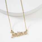 Load image into Gallery viewer, Believe Diamond Necklace, 14k Solid Gold, Natural Diamonds, Handcrafted Word Jewelry, Script Letter Necklace, Minimalistic Everyday Necklace