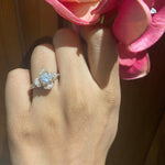 Load image into Gallery viewer, Round Solitaire Diamond Ring, Engagement Ring, Flower Shaped Halo Ring, 14k Solid Gold, Natural Diamonds, Gift For Her