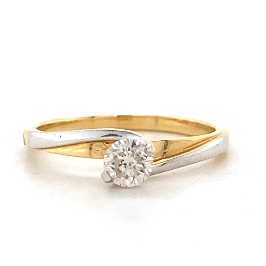 Solitaire Engagement Dual Tone Ring , 14k Solid Gold , Engagement Ring , Natural Diamonds , Wedding Bridal Ring , Gift For Her