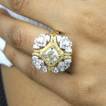 Load image into Gallery viewer, Yellow Sapphire Engagement Ring, Heart & Pear Diamonds, Dual Tone Gemstone Ring, Natural Diamonds, 14k Solid Gold, Gift For Her