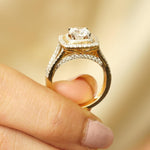 Load image into Gallery viewer, Round Solitaire Halo Diamond Ring, 14k Solid Gold, Natural Diamonds, Wedding Engagement Ring, Gift For Her