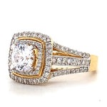 Load image into Gallery viewer, Round Solitaire Halo Diamond Ring, 14k Solid Gold, Natural Diamonds, Wedding Engagement Ring, Gift For Her