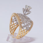 Load image into Gallery viewer, Solitaire Broad Diamond Ring, 14k Solid Gold, Two Toned Ring, Natural Diamonds, Wedding Bridal Jewelry, Engagement Ring, Gift For Her