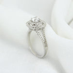 Load image into Gallery viewer, Round Solitaire Diamond Ring, Concentric Square Engagement Ring, 14K Solid Gold, Natural Diamonds, Bridal Jewelry, Gift For Her