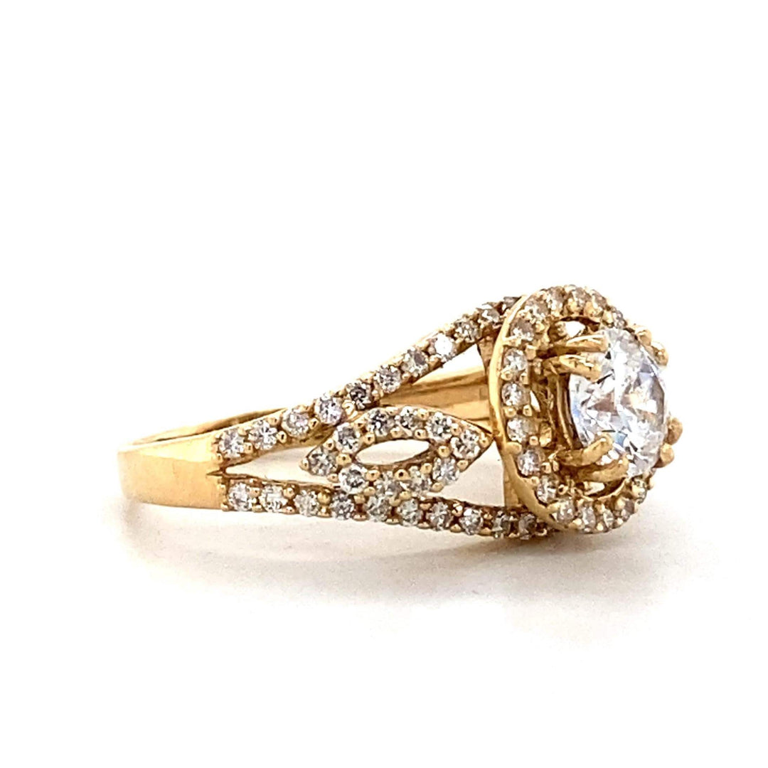 Round Solitaire Diamond Ring, 14k Solid Gold, Engagement Ring, Split Shank, Natural Diamonds, Wedding Bridal Jewelry, Gift For Her